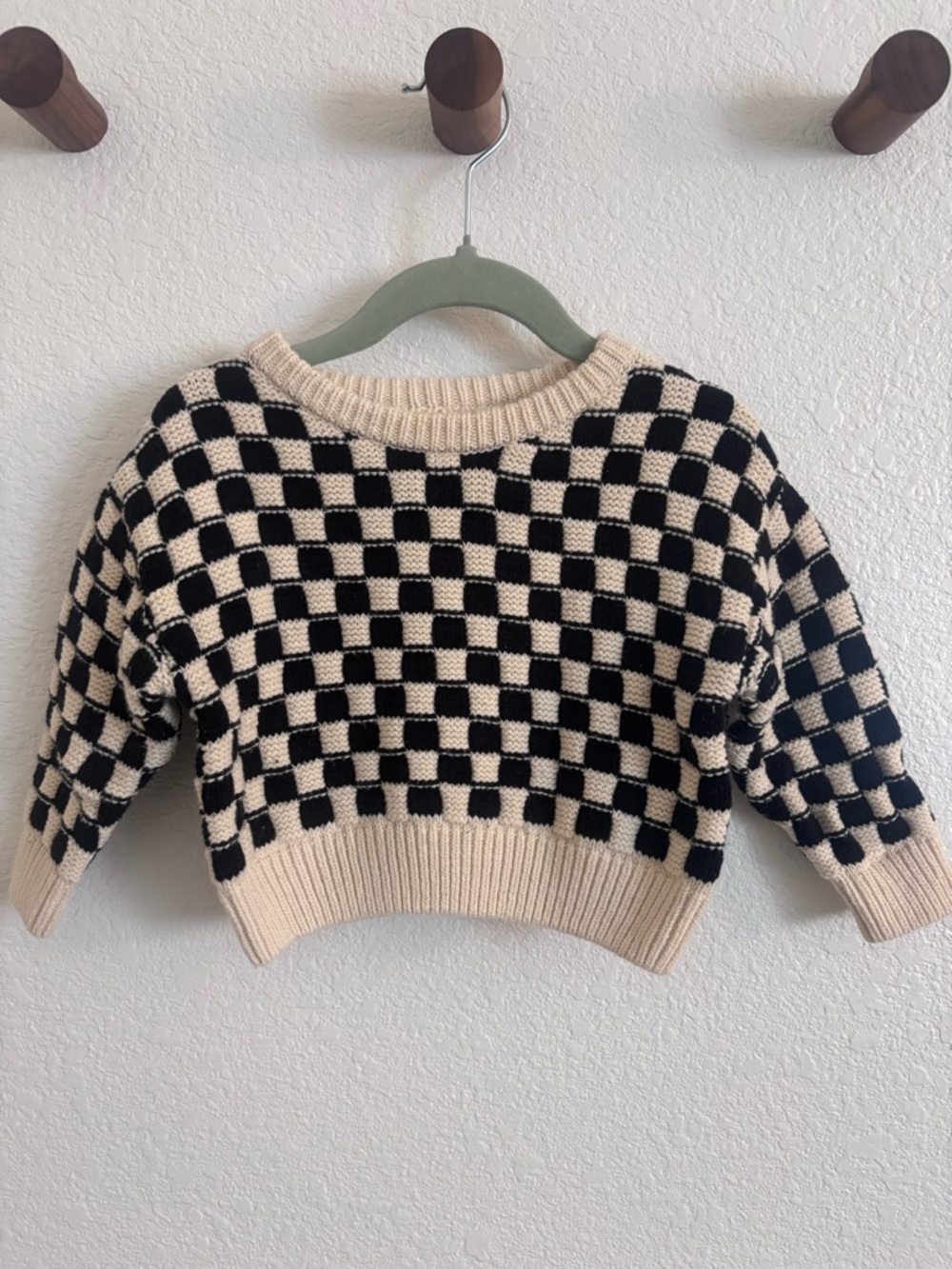 Rylee + Cru Baby Checkerboard Crewneck Sweater - Black & Cream
